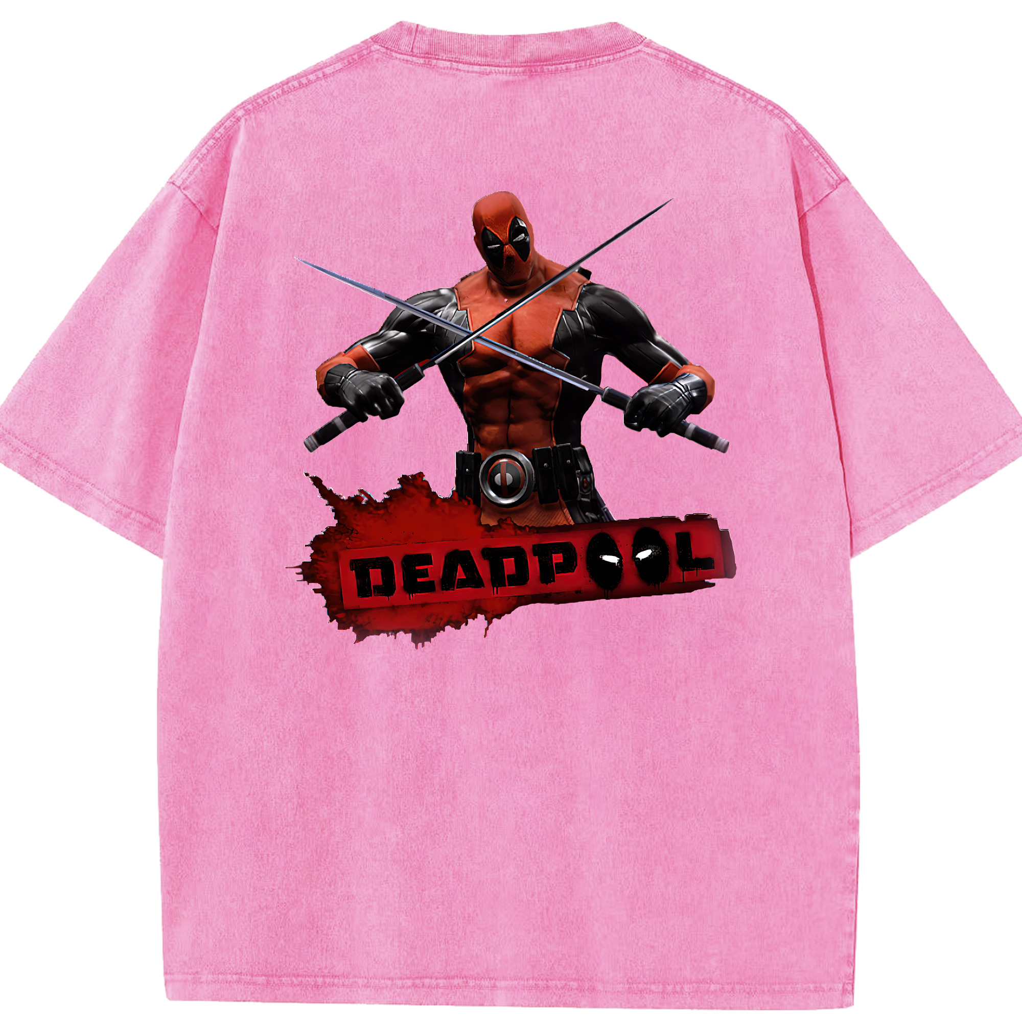 （画像用） Deadpool デッドプール 綿100% ヴィンテージ風 半袖Tシャツ（背面プリント）